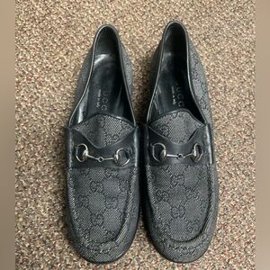 Gucci horsebit loafers black/ grey denim